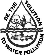 Graphic with a water drop and fish that says "Be the solution to water pollution"