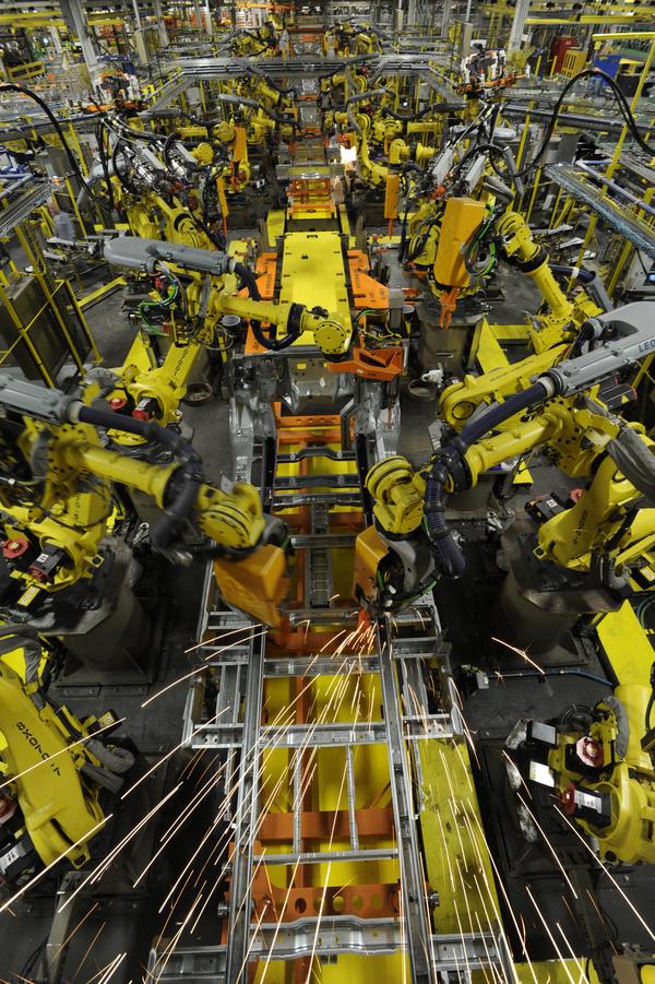 Photo of robotic arms at the Ford Plant in Liberty