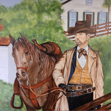 Photo of the Jesse James "the Man, the Outlaw, the Legend" Mural