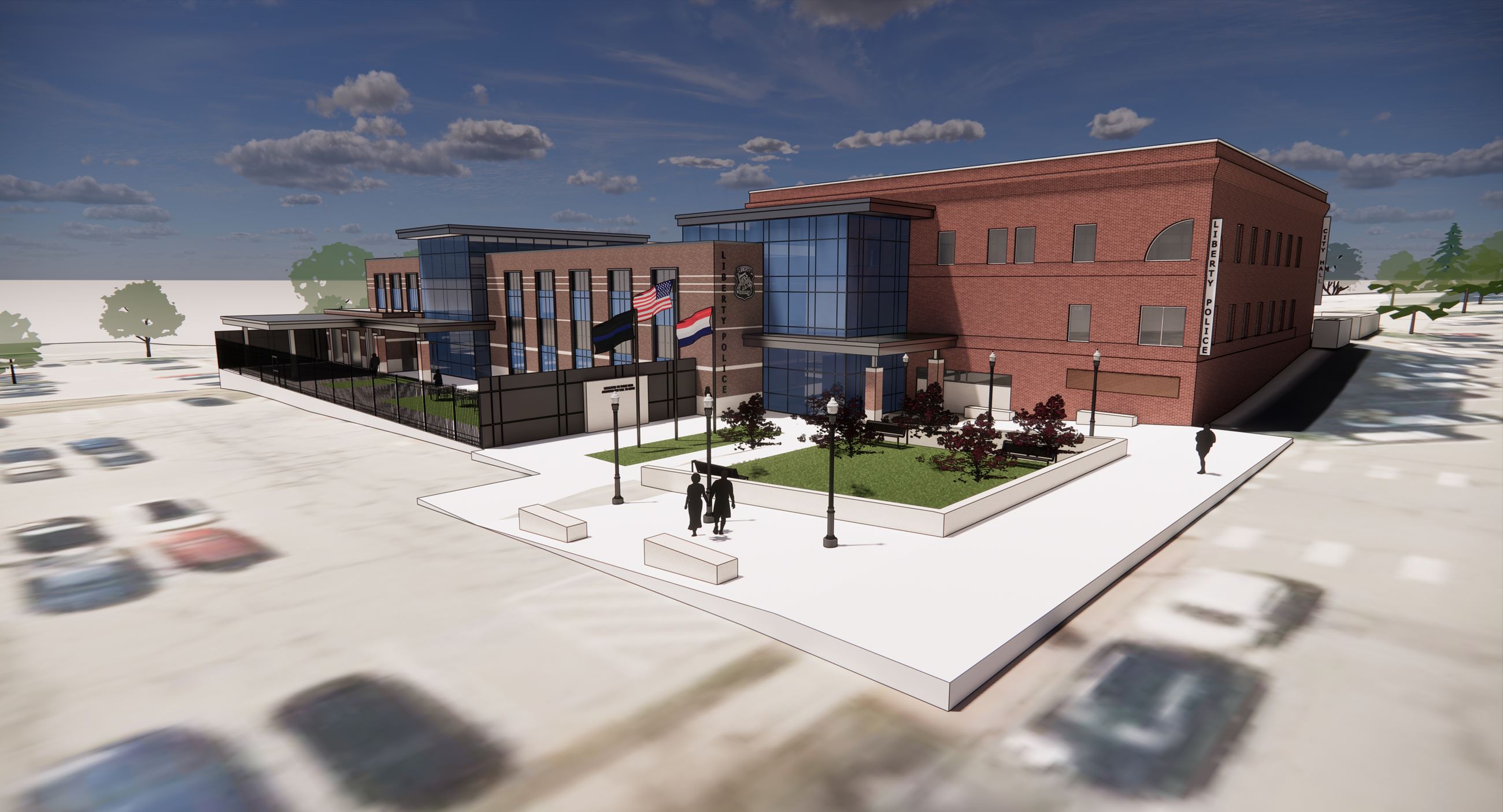 Rendering of a proposed expansion of the Liberty Police Department facility at Liberty City Hall. 