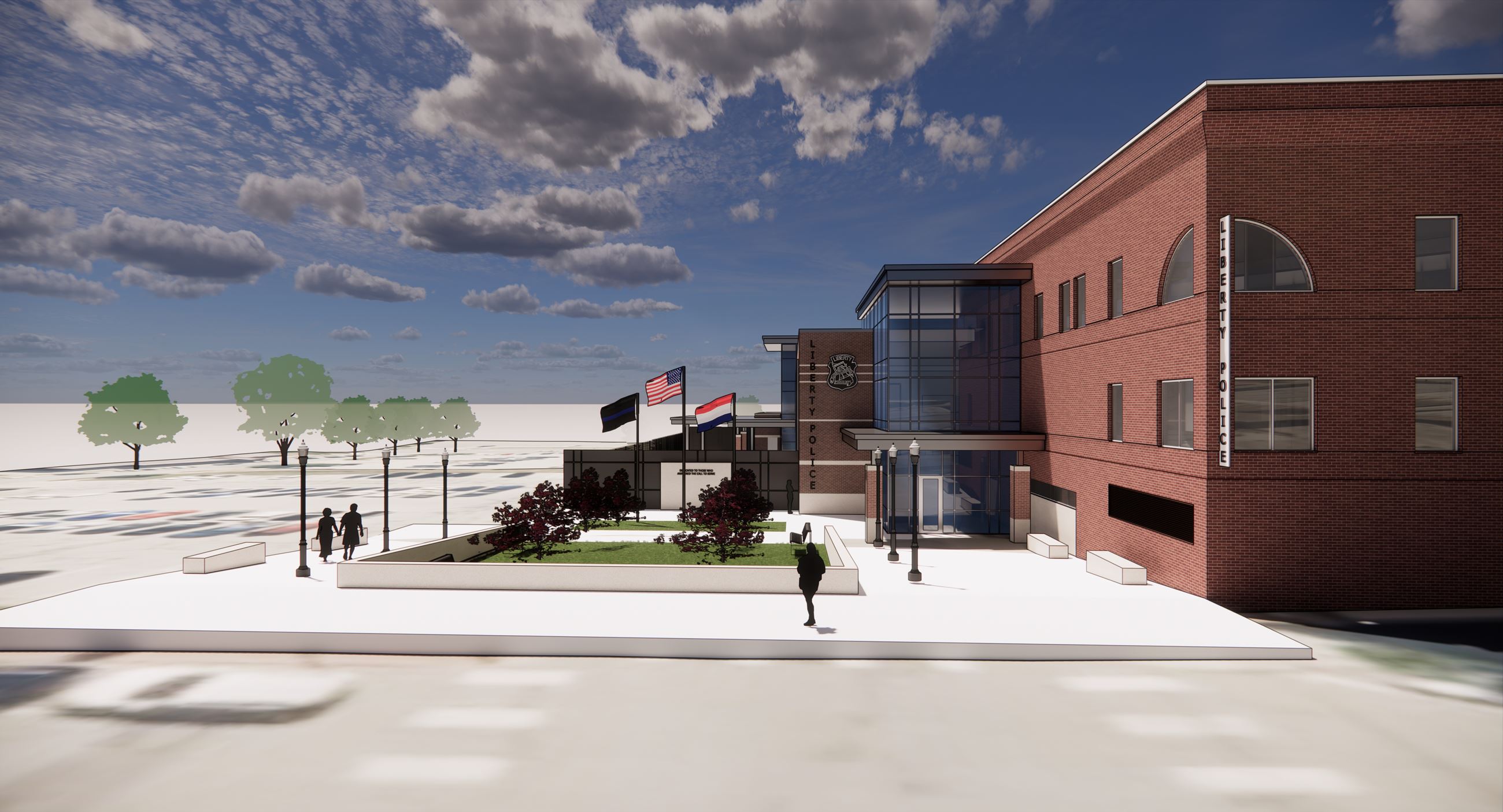 Rendering of a proposed expansion of the Liberty Police Department facility at Liberty City Hall. 