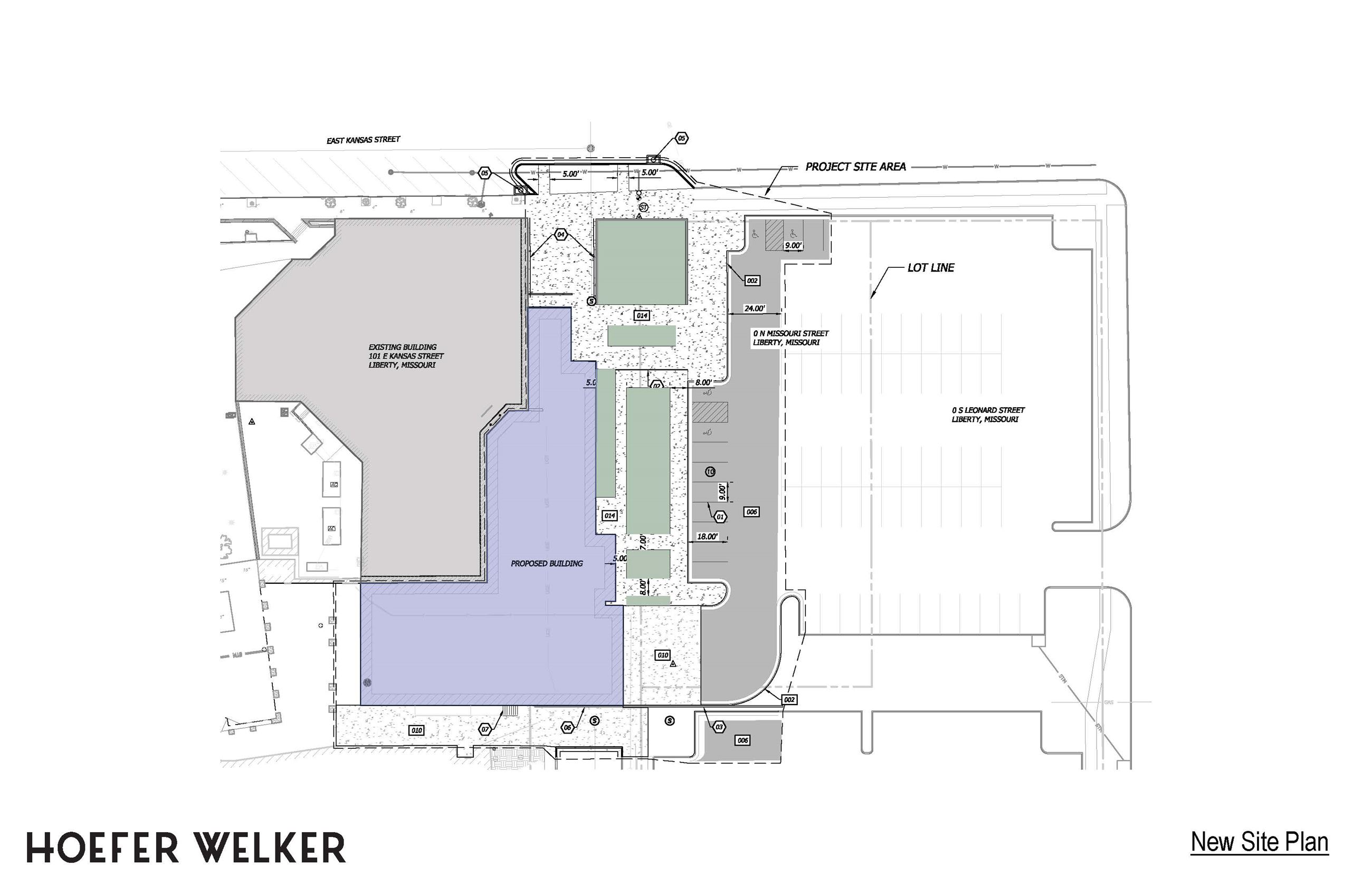 Site plan rendering for the proposed Liberty Police Department expansion