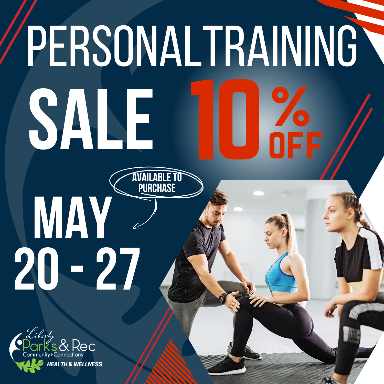Personal Training Sale, 10 % off, available to purchase May 20 - 27