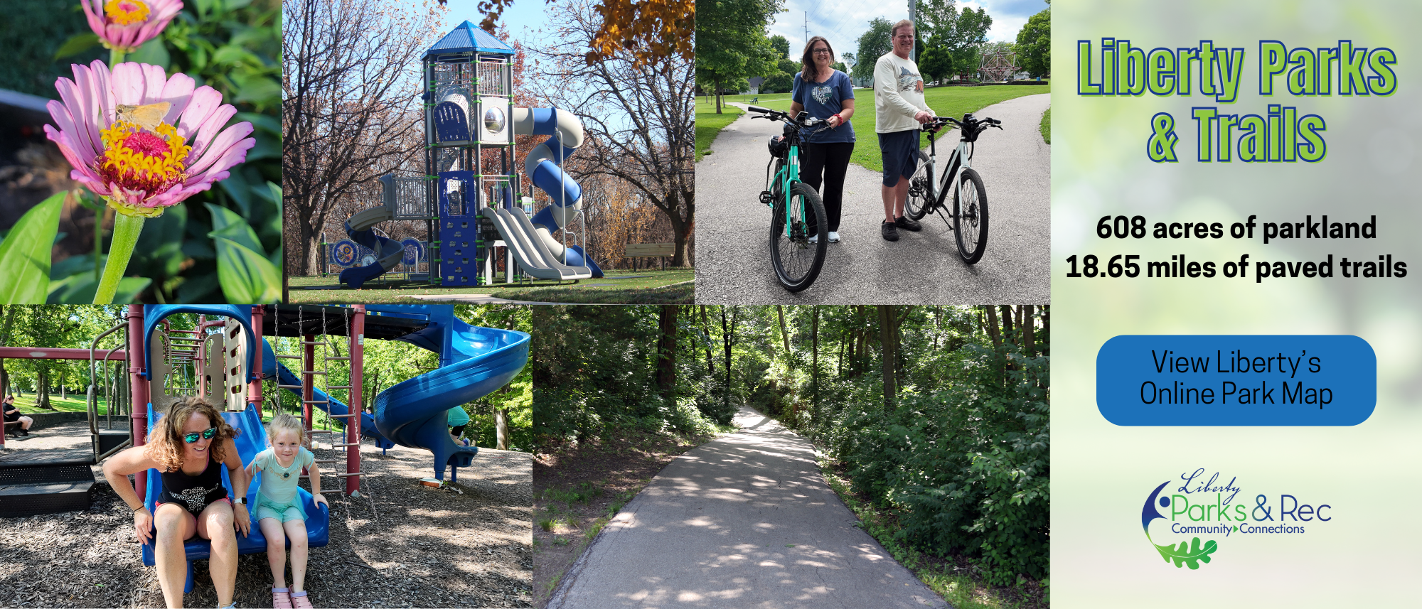 Liberty Parks & Trails, 608 acres of parkland, 18.65 miles of paved trails