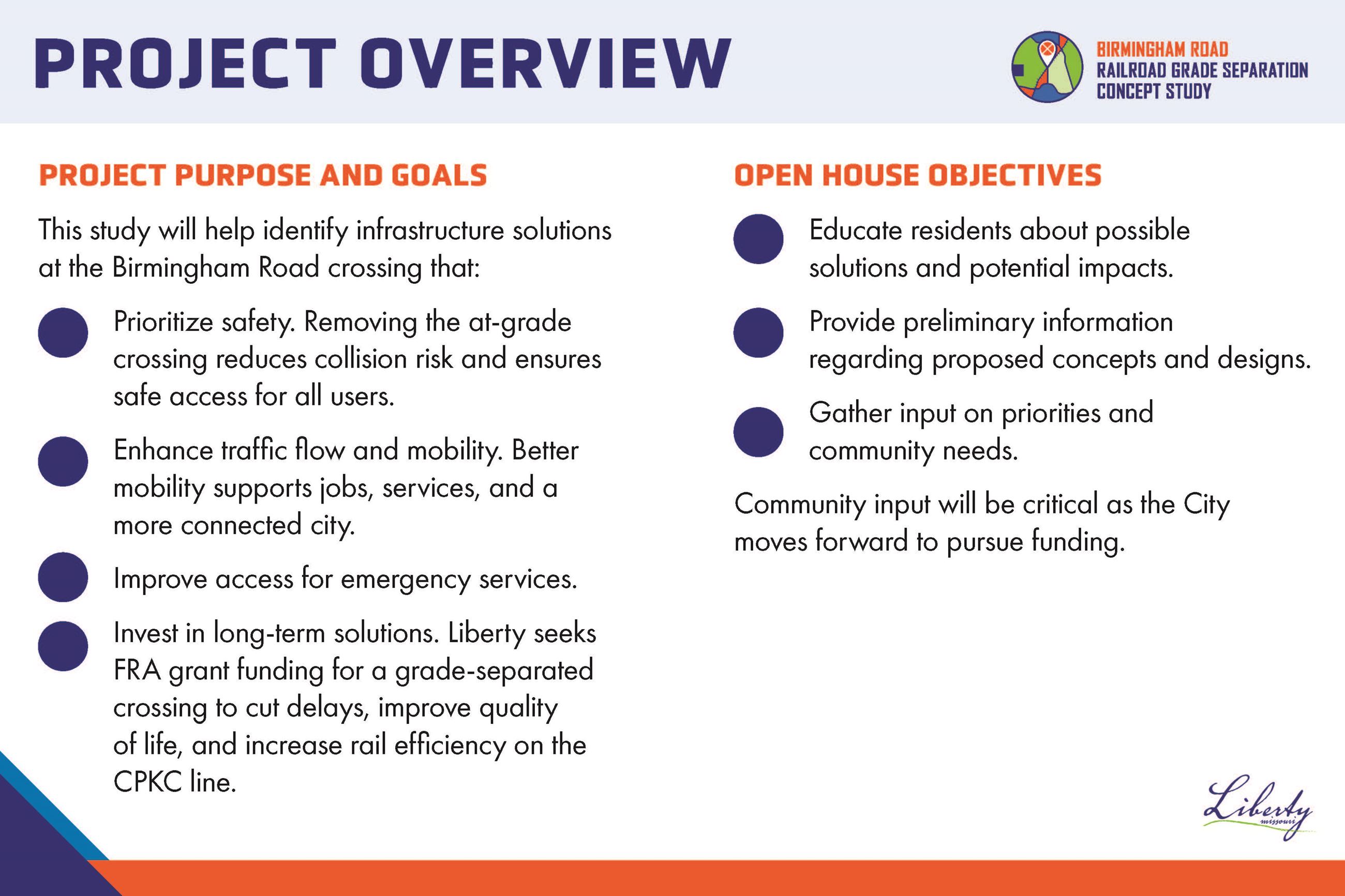 Graphic detailing the project overview for the Birmingham Railroad Project